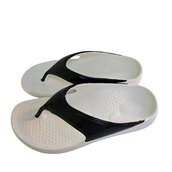 Spenco Fusion 2 Black Sparkle Flip Flop Thong Sandals Orthotic Cushioned Size 7 - Picture 2 of 7
